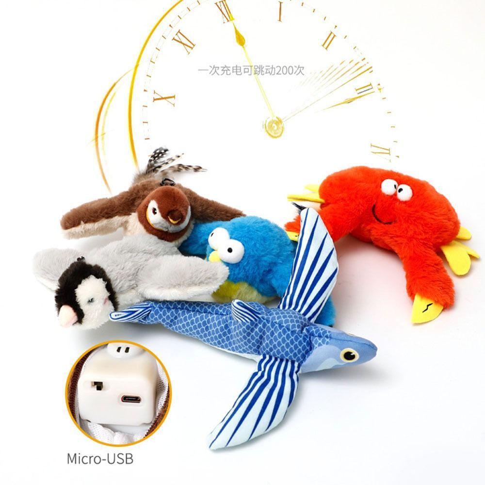 USB Rechargeable Cat Toys with Cat Mint Plush Flapping Bird Cat Toys  Indoor Cats