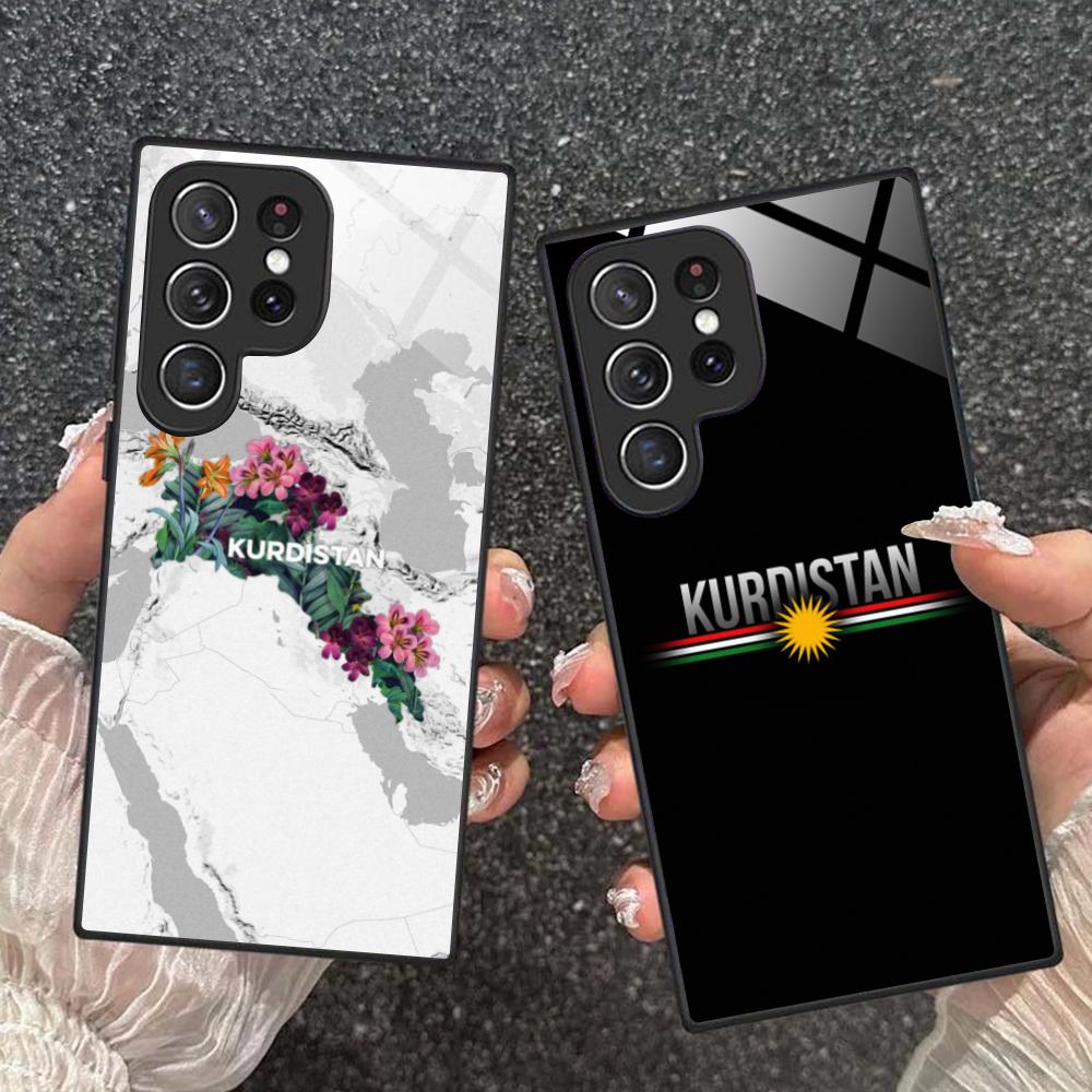 Skleněné pouzdro na mobilní telefon s vlajkou Kurdistánu pro Samsung Galaxy S26 S25 S24 S23 S22 S21 S20 Note20 Plus FE Ultra Barevný kryt