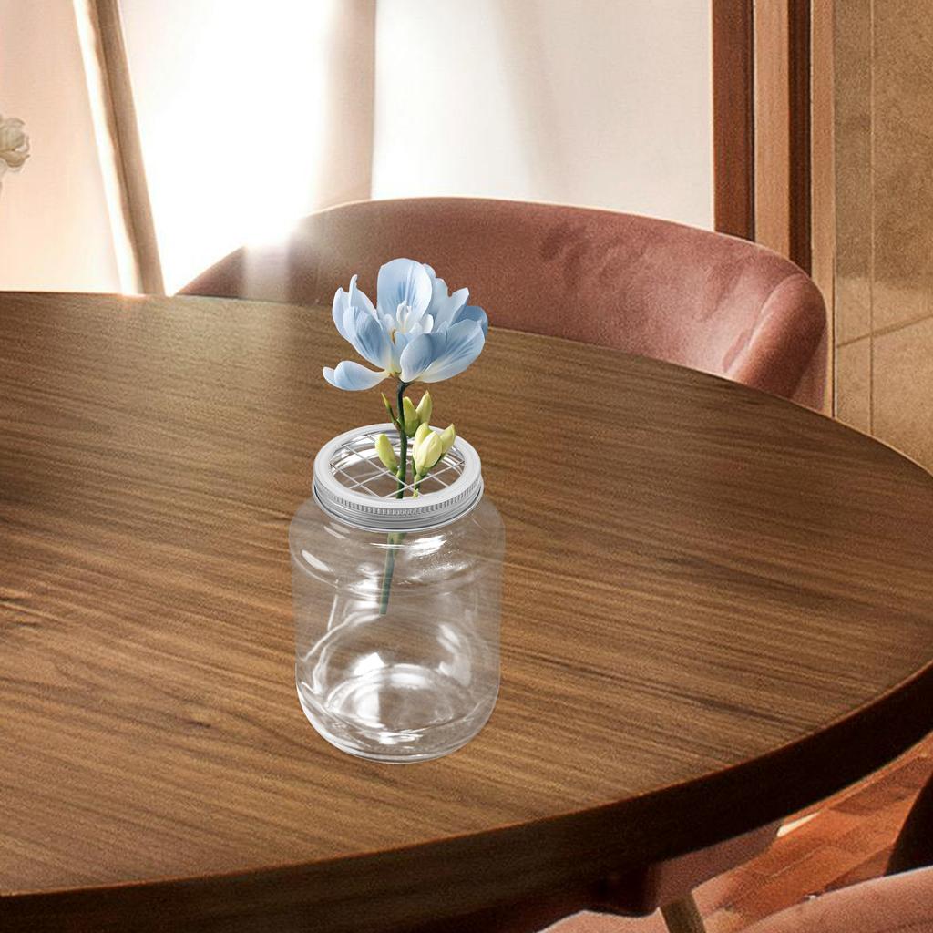 4Pcs Mason Jar Flower Frog Lids Stainless Steel Flower Insert Lid Regular Mouth Grid Organizer Floral Arrangement Cover