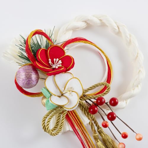 Hideshime New Year's Decoration Shimenawa (Sacred Rope) Stylish Dusty Color Modern Decoration Wreath Type Dusty White MD-40