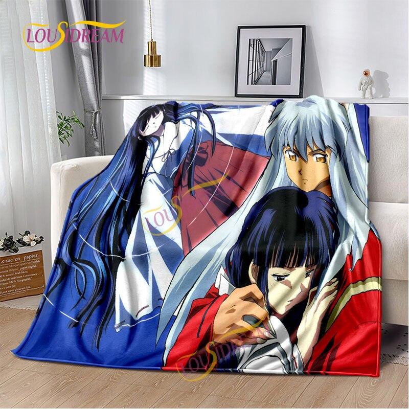 Inuyasha battaniyesi sıcak rahat çocuk battaniyesi karikatür pazen çarşaf kanepe örtüsü yürüyüş yetişkin ofis öğle yemeği molası battaniyesi.