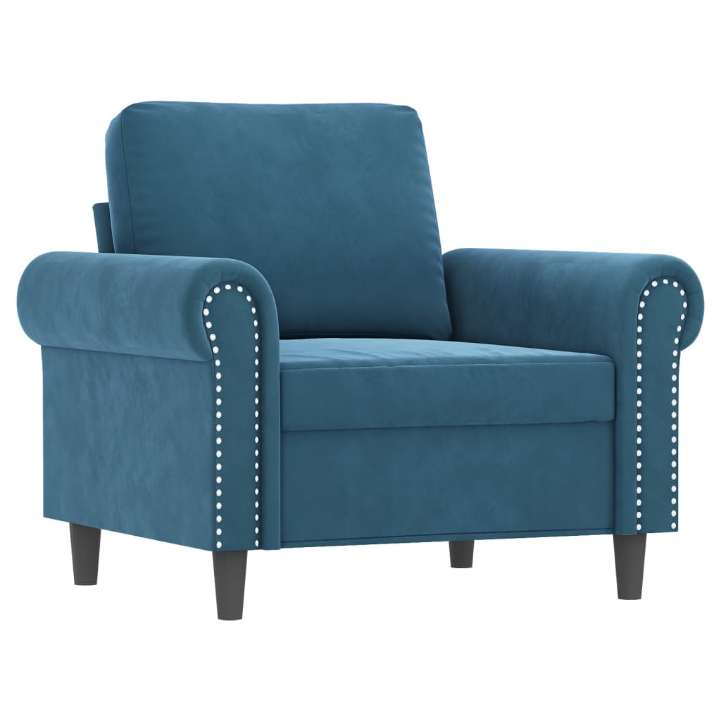 3-Cz. Relaxation Set With Cushions, Blue, Velvet