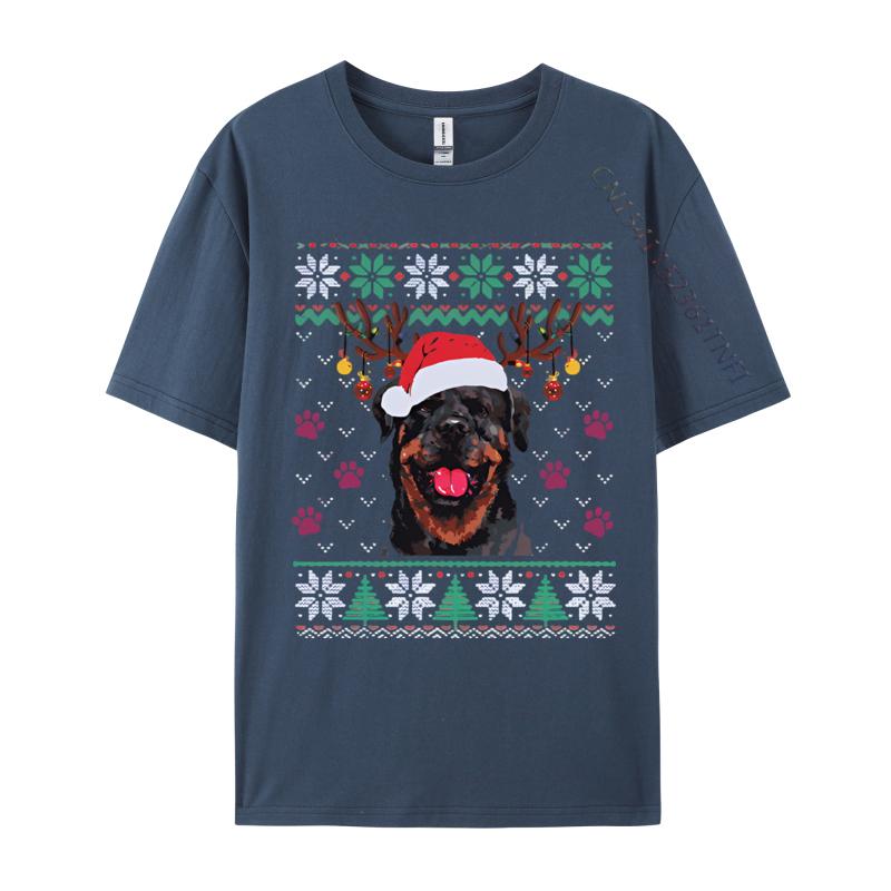 Rottweiler Christmas Santa Reindeer T Shirt Men New Fashion Tee Shirts Mens Casual TShirts Luxury Designer