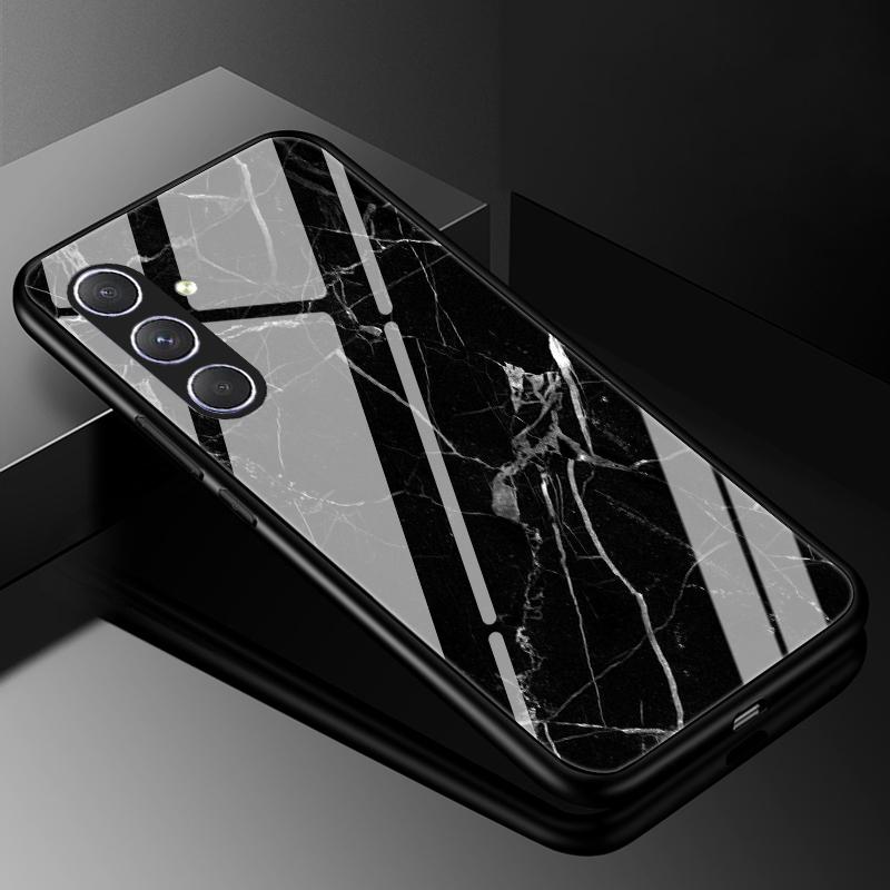 Hartowane Szklane Etui na Telefon Dla Samsung Galaxy A05 A05S Pokrowiec A15 A14 A24 A34 A25 A54 4G 5G Luksusowy Twardy Tył Zderzak A04 A04S A04E