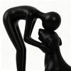 Abstract Black Resin Sculpture: Woman & Dog Hugging Figurine - Modern Pet Lover Gift Home Office Decor