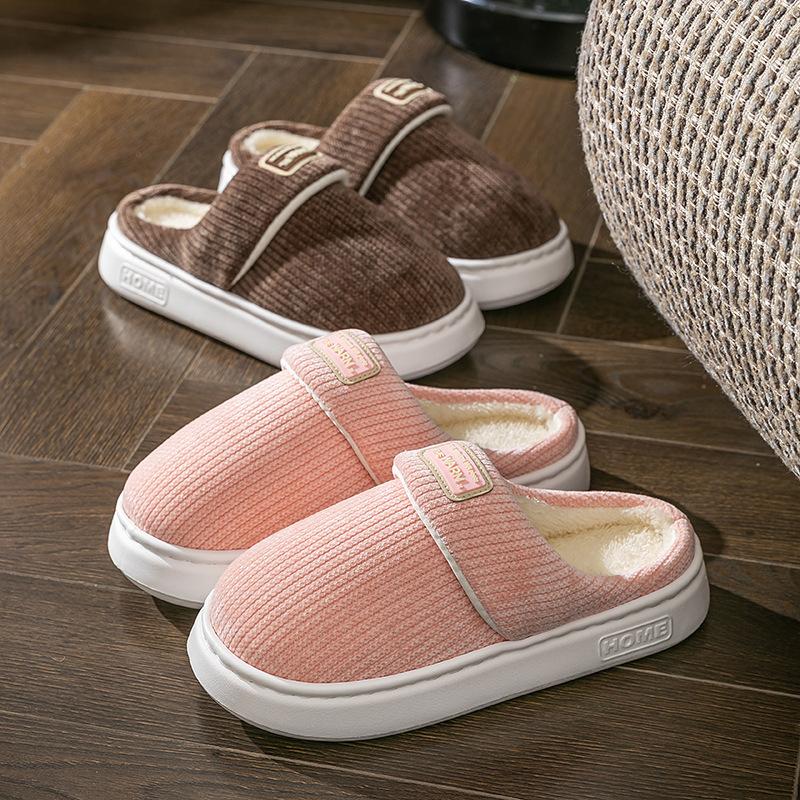 Cotton Slippers Home Autumn and Winter Thick-soled Non-slip Cotton Mop Velvet Warm Wool Slippers Couple Shoes
