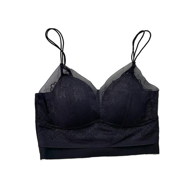 Sexy beautiful back bra, lace comfortable without steel ring bra, small chest gathering sling, ice silk seamless breathable chest wrap