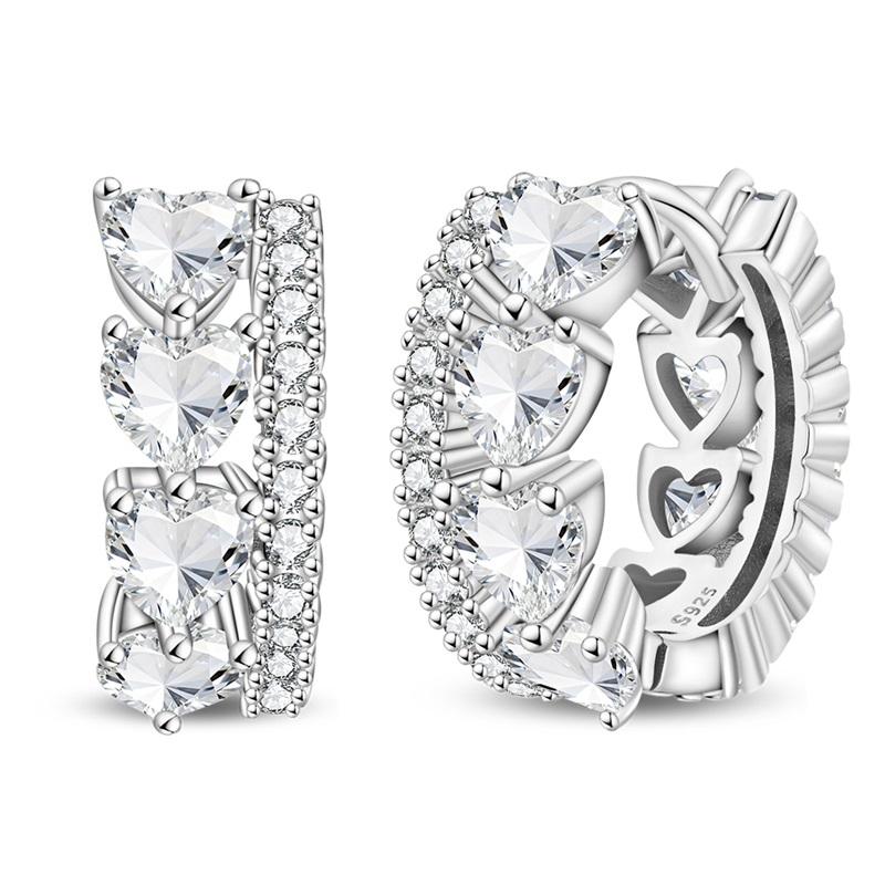 925 Silver Simple Sun Small Sugar Cube Star Moon Women Earring Brilliant Wedding Engagement Star Earrings Jewelry Gifts