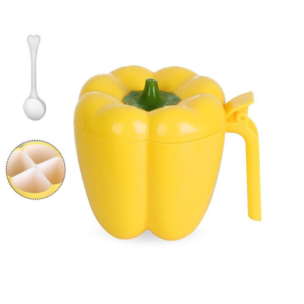Vier-Fächer-Chili-Form-Gewürzbox mit Deckel Gewürzdose Neue Zuckeraufbewahrungsbox Esszimmer