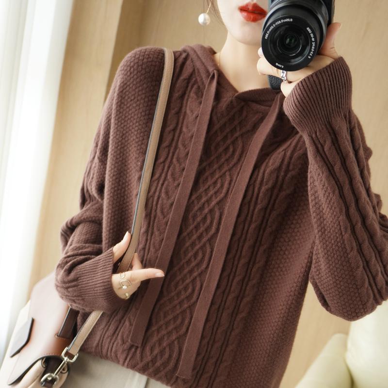 Women Knitted Hoodie Sweater MODERN NEW SAGA Winter Thick Knitted Pullover Sweatshirt Autumn Cashmere Wool Sweaters Female Jumper