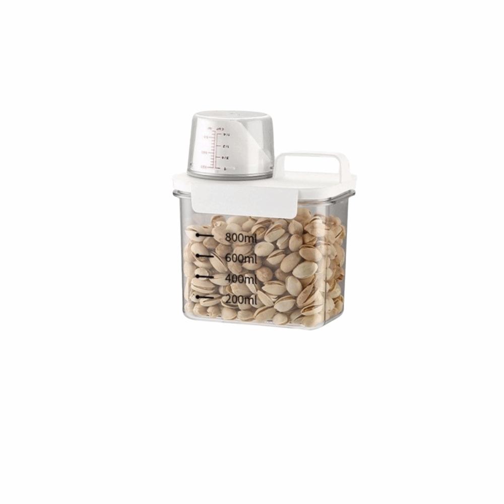 1100/1800/2300ml Storage Box Viewable Cereal Storage Containers Measuring Cup Rice Bucket  Kitchen