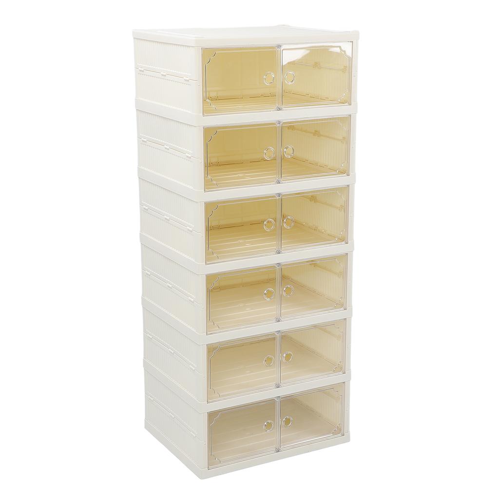 Foldable Shoe Box Double Row Dustproof Thickened Stackable Shoe Container with Transparent Magnetic Lid for Clothes Toys