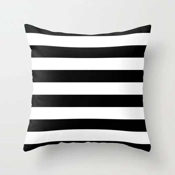 Nordic Simple Black, White and Gray Striped Geometric Sofa Cushion Cover Double-sided Polyester Peach Leather Velvet Sofa Pillow Cover