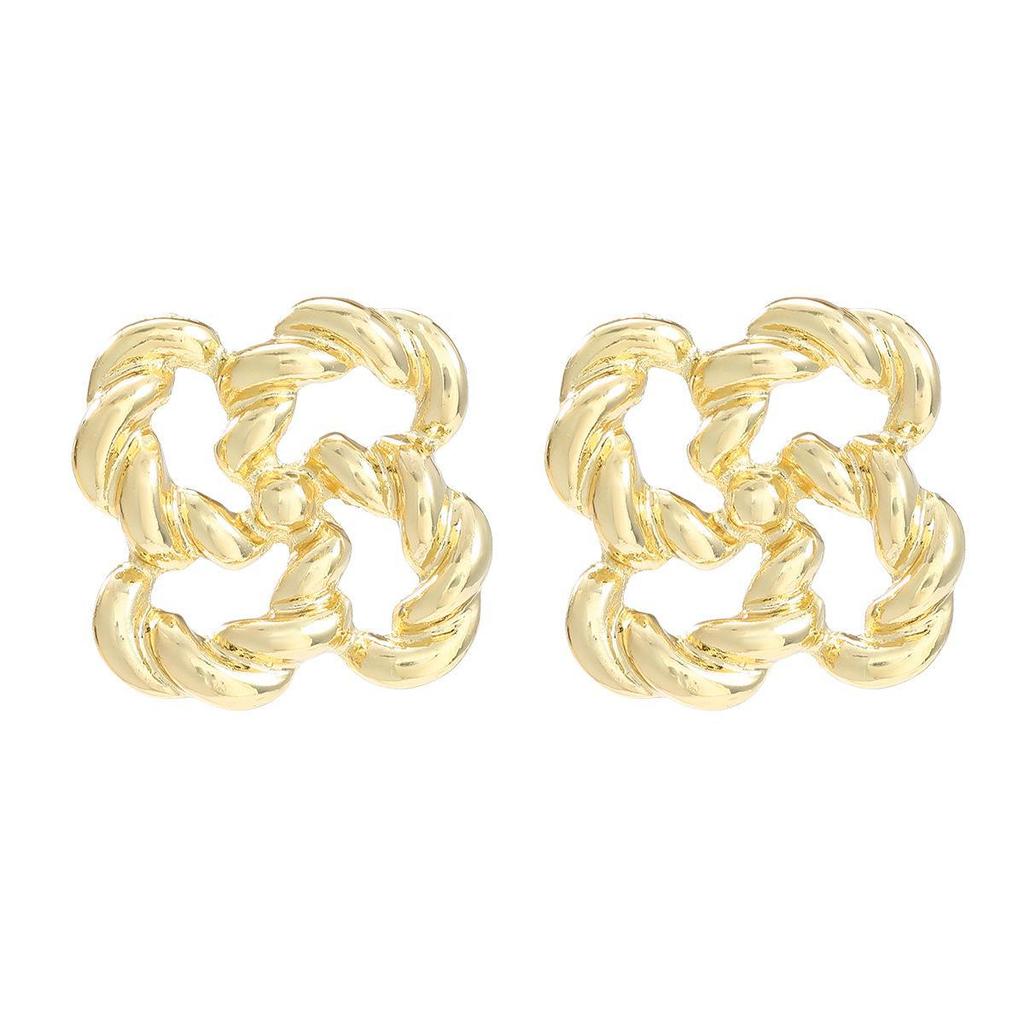 European and American Style Twisted Alloy Flower Earrings - Women's Fashion Jewelry