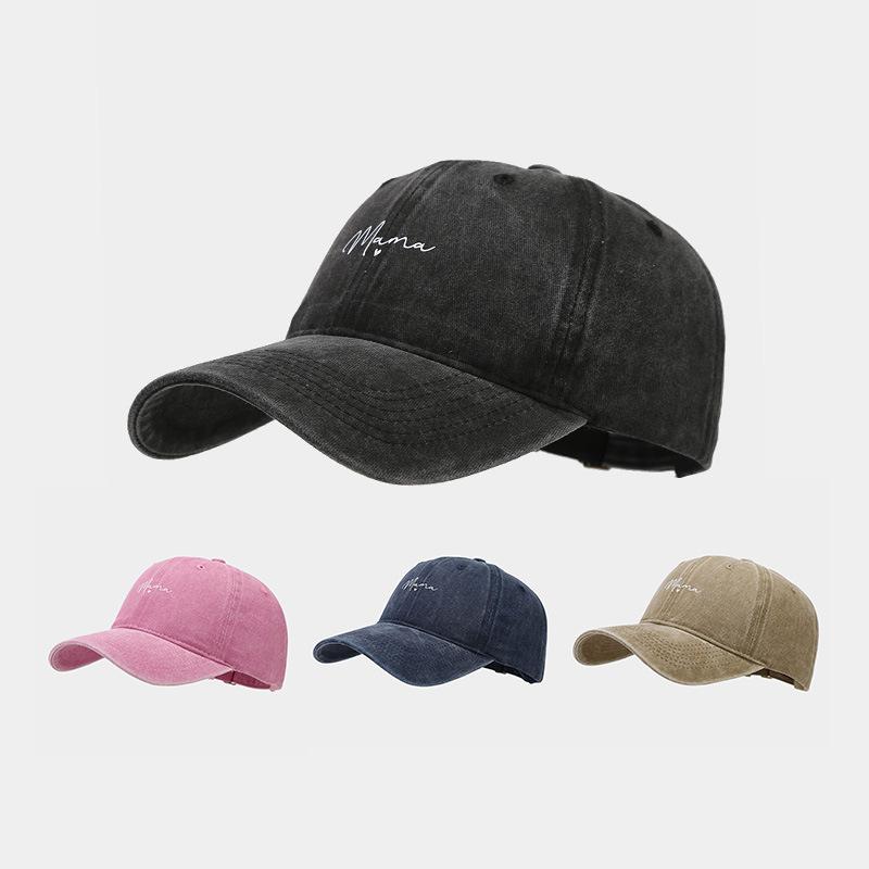 New Meet Mama Letter Heat Transfer Baseball Cap Personalized Retro Washed Old Cap Tide