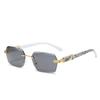 Luxury Rimless Sunglasses Women Fashion Square Sun Glasses Tint Color Printed Leg Men Travel Casual Shades