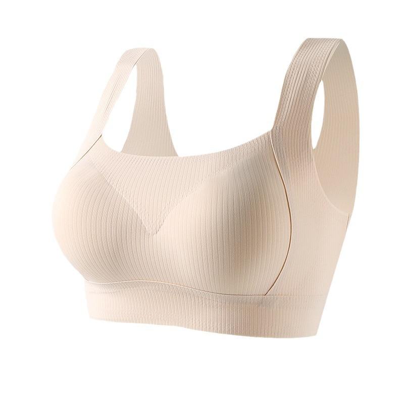 Skin Tone Ribbed Wireless Bra with Wide Comfort Straps M розовый