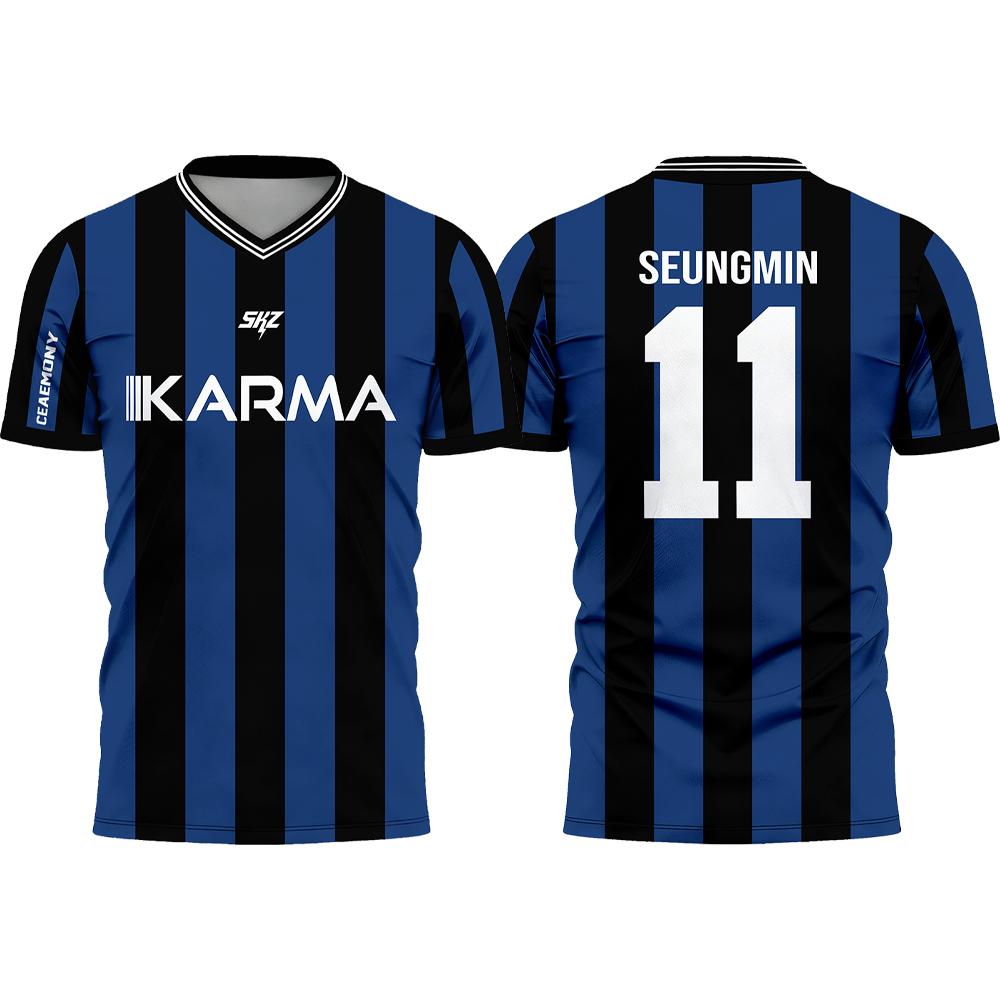 KPOP Stay KARMA Album Fans Support Shirts FELIX BANGCHAN HYUNJIN Y2K Streetwear Loose T-Shirt Unisex Customizable Sports Jersey
