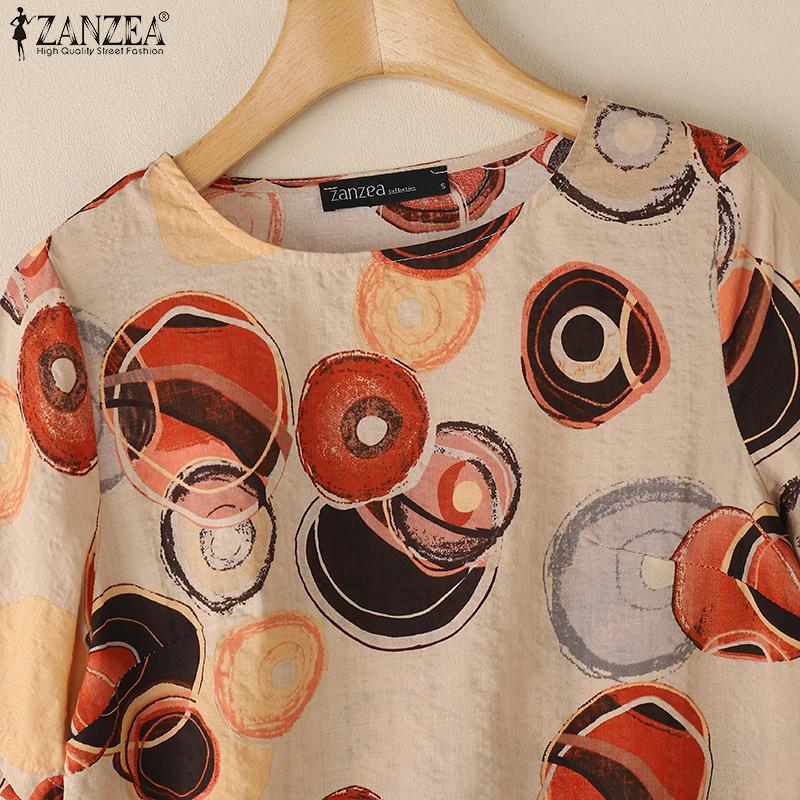 ZANZEA Lässige Bluse mit Rundhalsausschnitt und halblangen Ärmeln für Damen