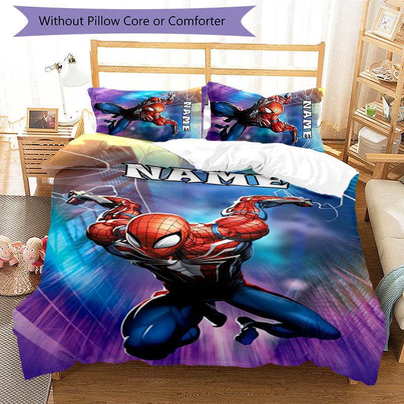3pcs Spider Man1 Cover Set - Personalized Name, HD Printed Bedding with 1 Cover and 2 Pillowcases - Perfect for Home Decor, Easy Care