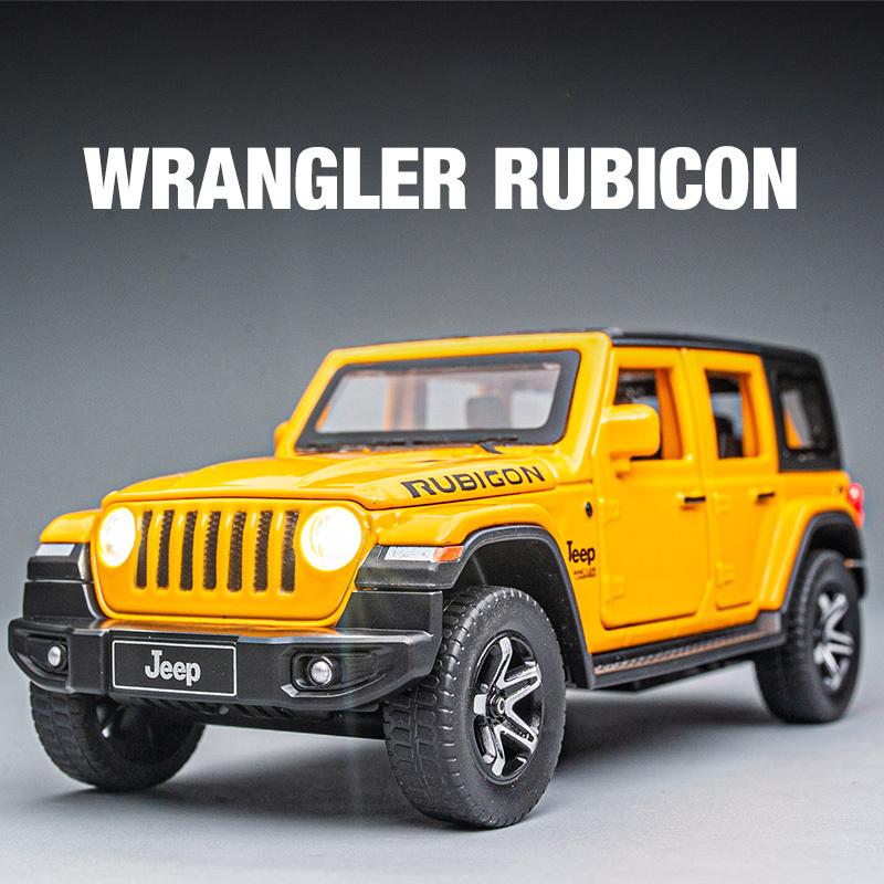 1/32 Jeeps Wrangler Rubicon Vehicle Model Car Toy High Simulation Sound and Light Off-road Alloy Collection Toy Car for Children