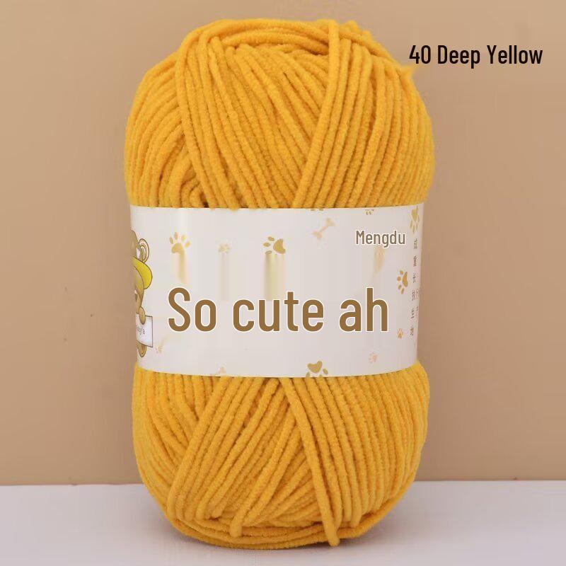 Chenille Crochet Yarn - Medium Thick Hand-Knitted for DIY Crafts & Dolls