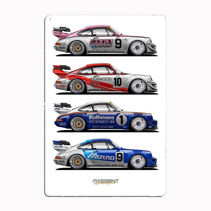 Vintage RWB Retro Malowania Klasyczny Samochód Wyścigowy Metalowy Plakat Znak Klub Niestandardowy Wewnętrzna Ściana Blaszany Znak Wystrój Pokoju Wystrój Domu