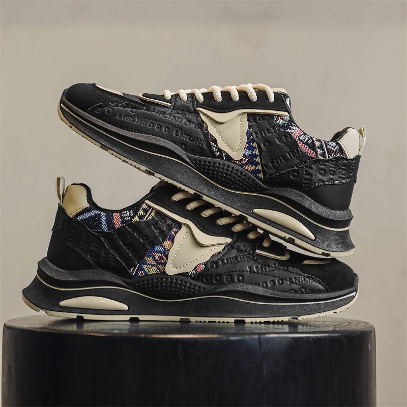 Designer Brand Low-top Printed Casual Shoes Men's New Comfortable Embroidered Cloth Thick Sole Casual All-match Sneakers Men