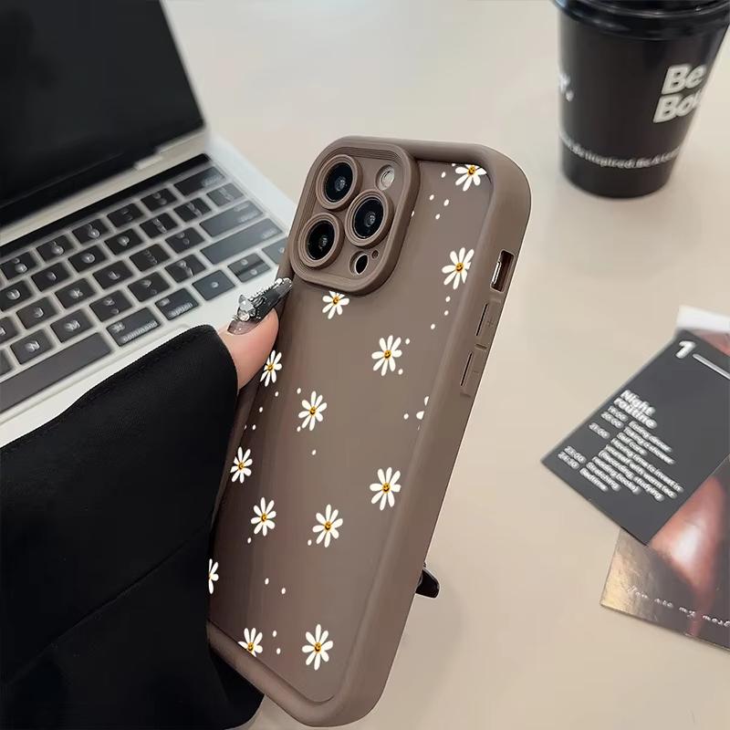 Daisy Flower Silicone Phone Case For iPhone 17 Air 16 e 15 14 13 12 11 Pro Max Plus Mini SE Shockproof Candy Soft Bumper Cover