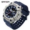 SANDA Youth Waterproof Sports Watch - Cool Trendy Multi-functional Dual Display in Black Technology Design