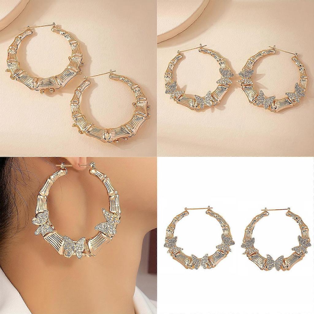 Fashion Butterfly Circle Earrings Everyday Wear Earrings Stylish Women Earrings Alloy Texture Perfect for Adding Touch