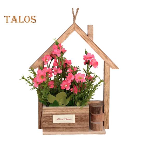 

Деревянное настенное кашпо с искусственными цветами, искусственные цветы в горшках, домашний декор для стен, искусственные растения в горшках для сада, патио, гостиной, спальни, украшения D