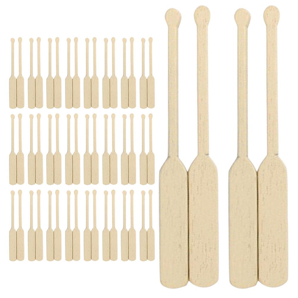 

48Pcs Miniature Boat Paddles Model Wooden Oars Beach Style Sandbox Accessories Miniatures House Decorations Stand Items 5X0.5X0.2CM