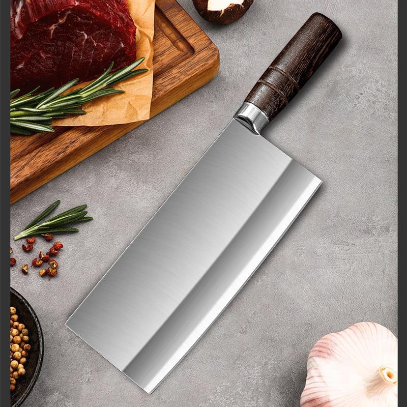 8 inch Kitchen Cleaver Slicing Chopping Knife Stainless Steel Boning Meat Knife Wood Handle Chinese Butcher Knife Cooking