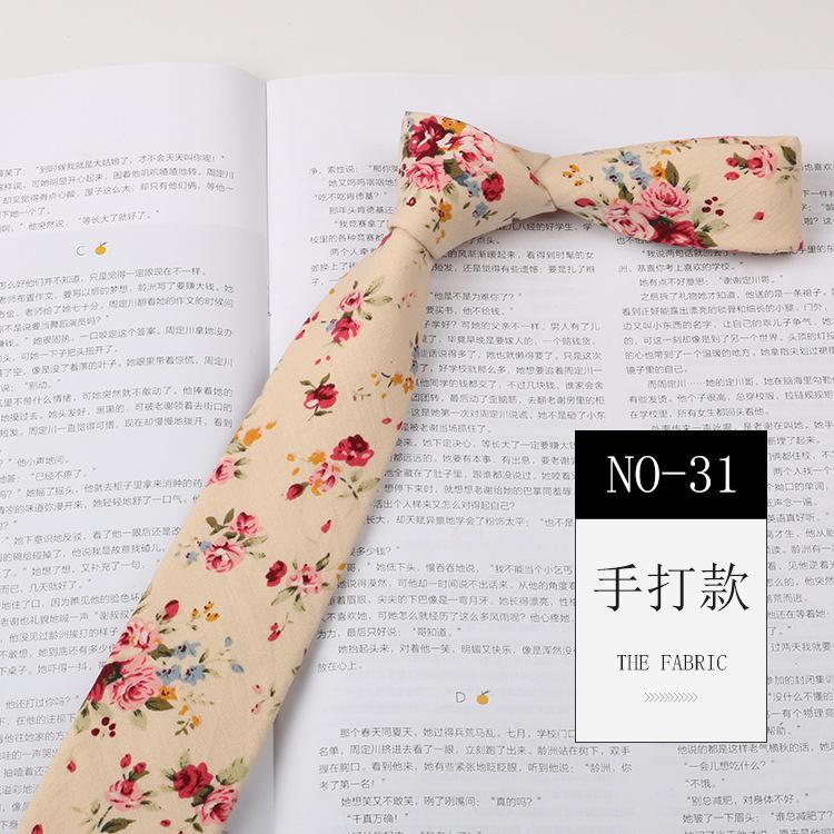 Floral Tie Men'S Patterned Cotton Shirt Macaron Printed Narrow Edition 6Cm Hand Tie Korean Casual Women'S Tie