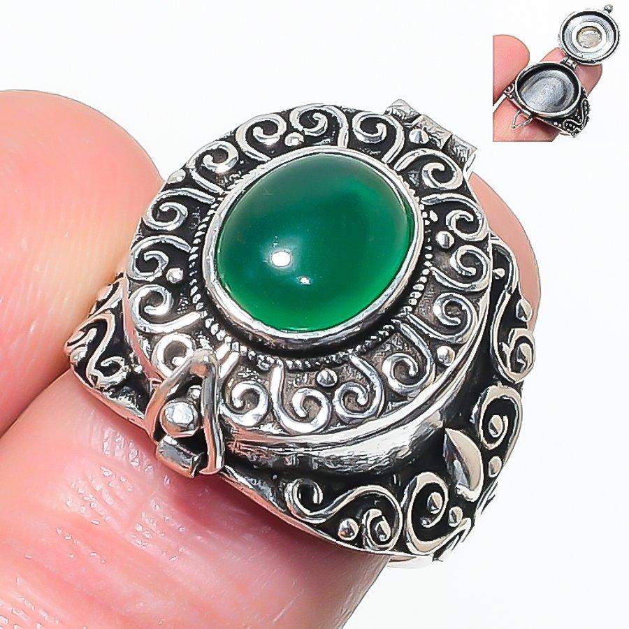 Natural Green Onyx Gemstone 925 Sterling Silver Jewelry Ring Size 10 AR-17274