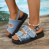 Fashion Cowboy Platform Sandals Women Summer Fashion 2024 Mid Heels Open Toe Casual Beach Slippers Slingback Flip Flops Mujer Zapatos