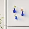Miniature Vase, Tiny Blue Glass Vase, Small Flower Holder, Cute Mini Vase for Miniature Houses DIY Refrigerator Magnets (Magnets Not Included)