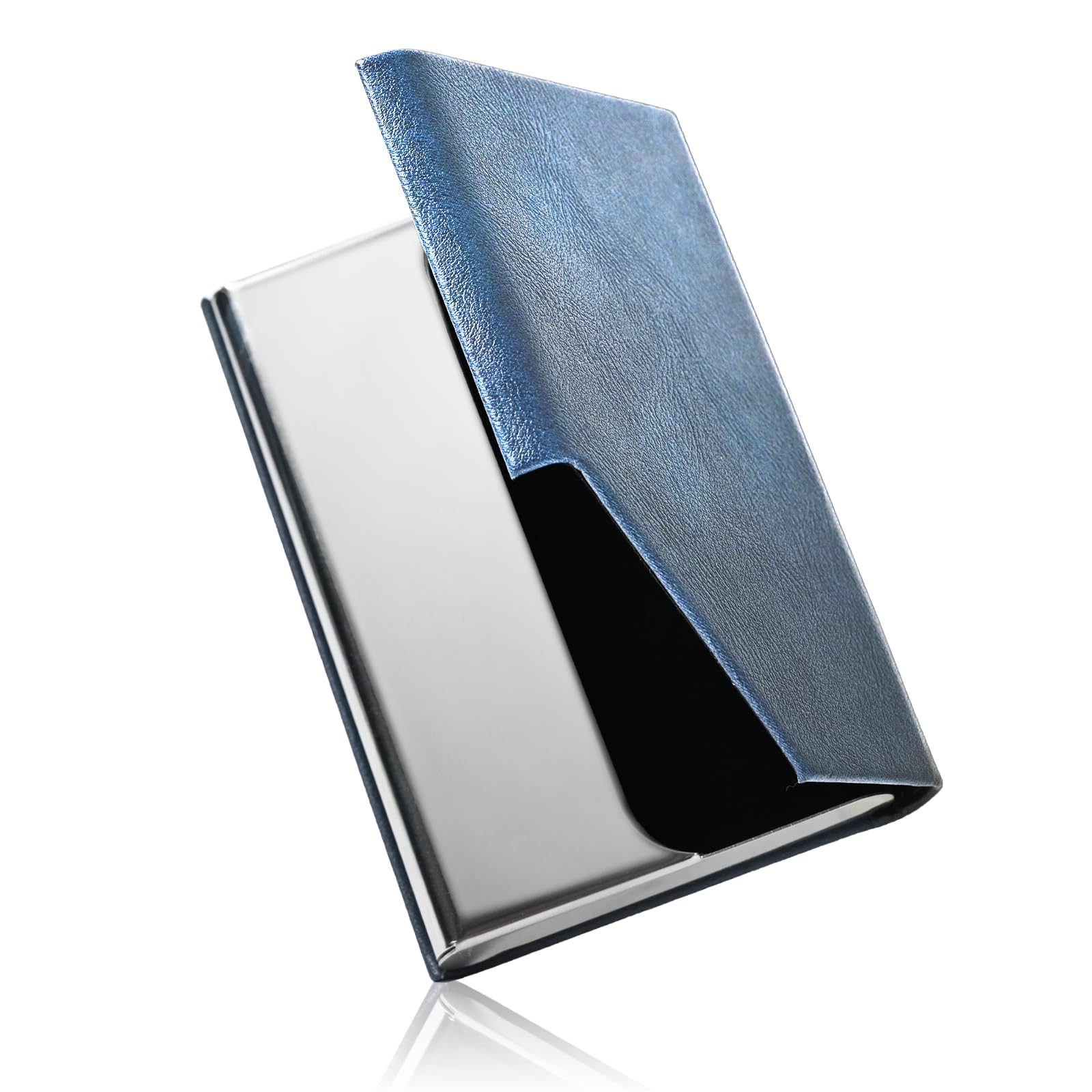 

QUARE Business Card Holder for Men and Women, Popular Brand, Slim, Large Capacity, Leather, Magnetic, Gift (Sapphire Blue)