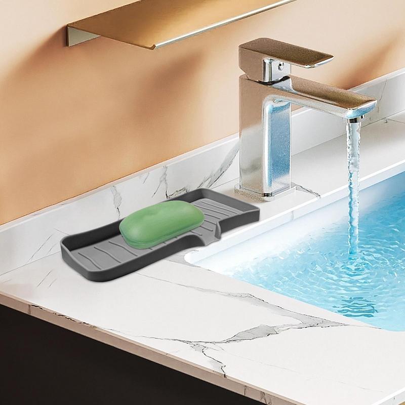 Soap Dish Shower Silicone Tray Bathroom Tray Soap Holder Sink Organizer Kitchen Soap Tray Creative Sink Soap Holder For Scrubber