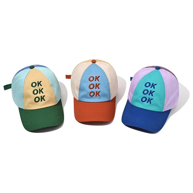 Sommer OK Buchstabe Color Block Baseballkappe - Designer Golf Trucker Sport Snapback, für Damen Herren 56-59cm, Stilvolle Kopfbedeckung