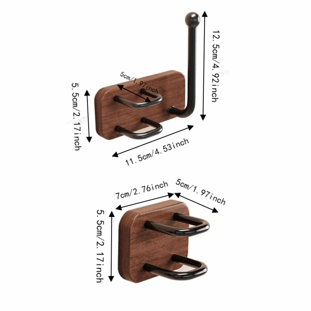 Wall Mounted Wooden Comb Holder Self-Adhesive Bathroom Storage Rack Hair Rings Hanger Hair Tie