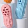 Dog Treat Dispenser Toy Squeaky Peanut Shape Dog Chew Toy Interactive Treat Dispensing Toy for Dogs Teeth Cleaning Mental Stimulation