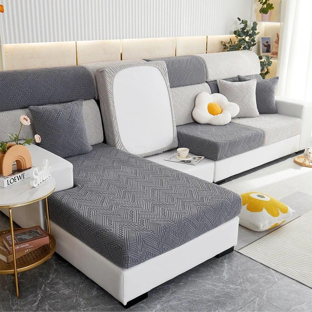 Luxury Jacquard Sofa Seat Cushion Cover Solid Elastic Sofa Cover Anti-dust Furniture Protector Living Room Sectional Couch Cover