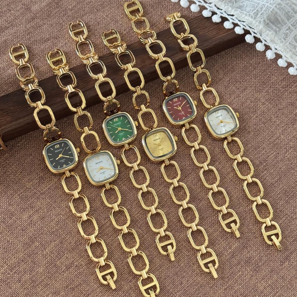 Simple Women's Watch Elegant Square Dial Quartz Watches Exquisite Gold Skeleton Chain Bracelet Vintage Brand Female Wristwatch