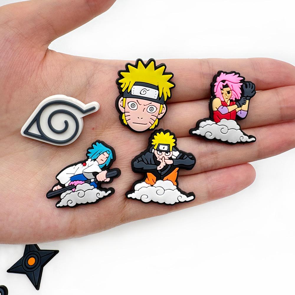 Naruto Cartoon Shoe Charm Set: 14 Soft Rubber Decorative Buckles for Crocs, Sandals, and Slippers