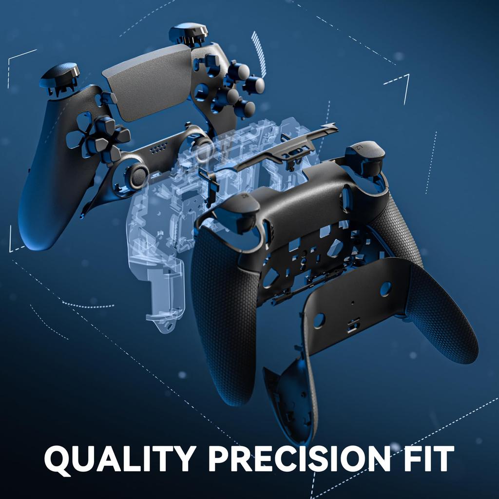 eXtremeRate PS5 Edge Controller Compatible Full Set Shell Button Rubber Grip Bottom Front and Rear Decorative Interchangeable Custom Replacement