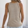 Women's Loose Casual Color Off Shoulder Hollow Sleeveless Knitted Top Knitted Top