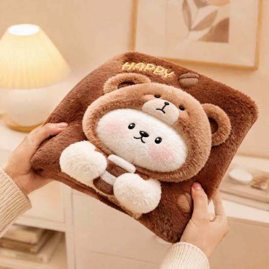 Cute Puppy Pattern Pad Plush Animal Chair Pad, Square Cozy Seat Cushion, Cat Pattern, 15.8 Comfortable Office Cushion x Inch with Non-Slip Backing for