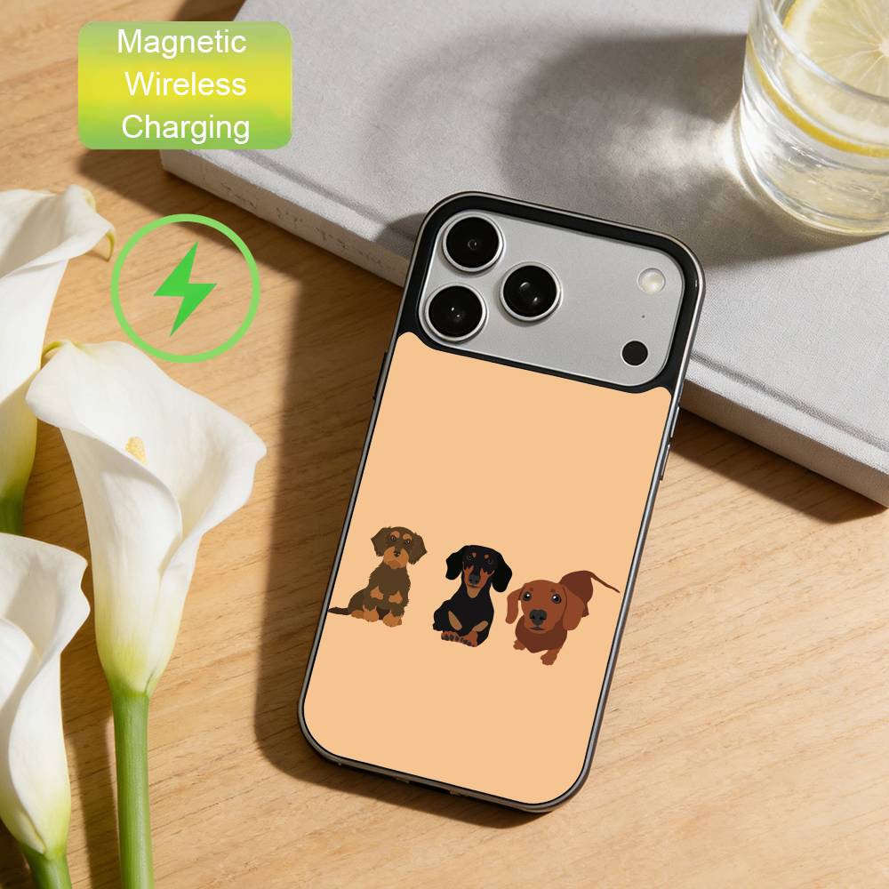 

Чехол для телефона с изображением таксы D для iPhone 17, 16, 15, 14, 13, 12, 11 Plus, с покрытием для магнитной беспроводной зарядки iPhone14